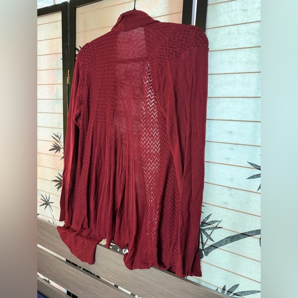 Red Open-Front Cardigan - Picture 3 of 7